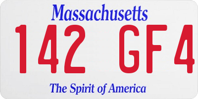 MA license plate 142GF4