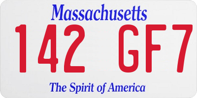 MA license plate 142GF7