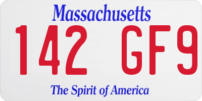 MA license plate 142GF9