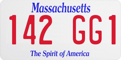 MA license plate 142GG1