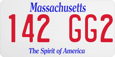 MA license plate 142GG2