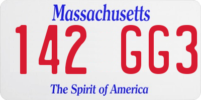 MA license plate 142GG3