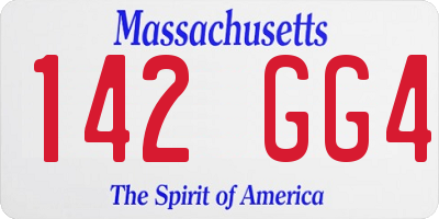 MA license plate 142GG4