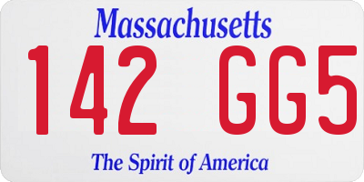 MA license plate 142GG5