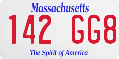 MA license plate 142GG8