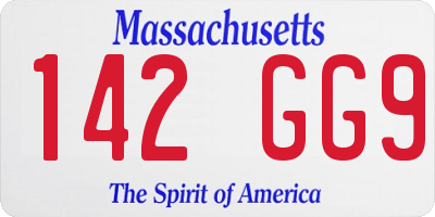 MA license plate 142GG9
