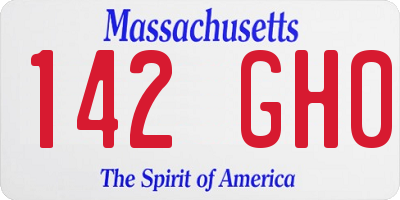 MA license plate 142GH0