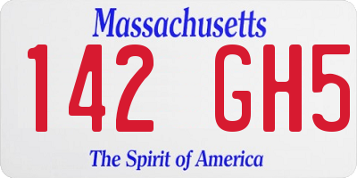 MA license plate 142GH5