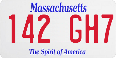 MA license plate 142GH7