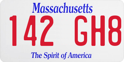 MA license plate 142GH8