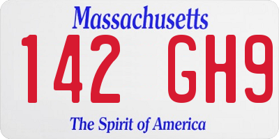 MA license plate 142GH9