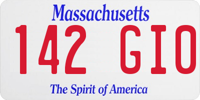 MA license plate 142GI0