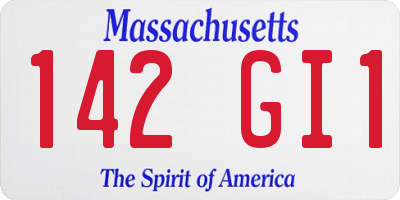 MA license plate 142GI1