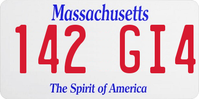 MA license plate 142GI4