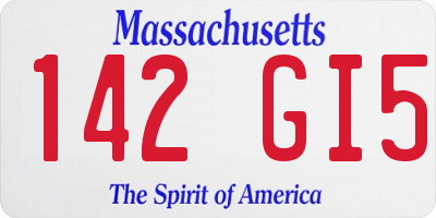 MA license plate 142GI5