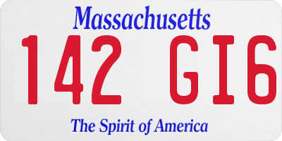 MA license plate 142GI6