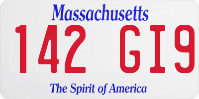 MA license plate 142GI9