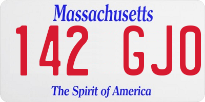 MA license plate 142GJ0