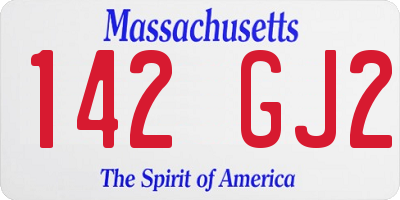 MA license plate 142GJ2