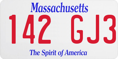 MA license plate 142GJ3