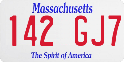 MA license plate 142GJ7