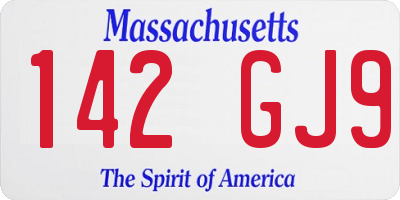 MA license plate 142GJ9