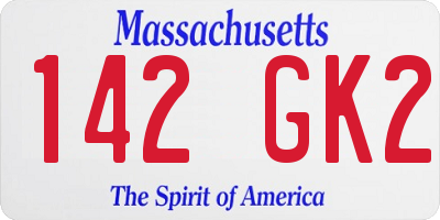 MA license plate 142GK2
