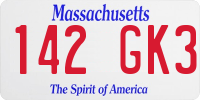 MA license plate 142GK3