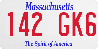 MA license plate 142GK6