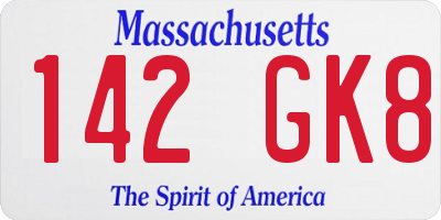 MA license plate 142GK8