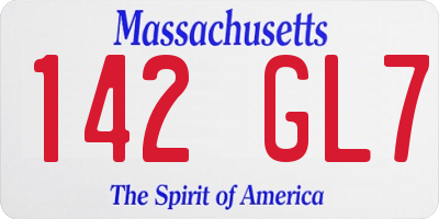 MA license plate 142GL7