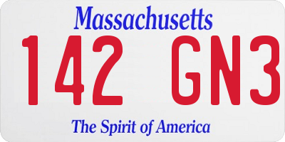 MA license plate 142GN3