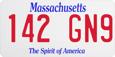 MA license plate 142GN9