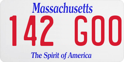 MA license plate 142GO0