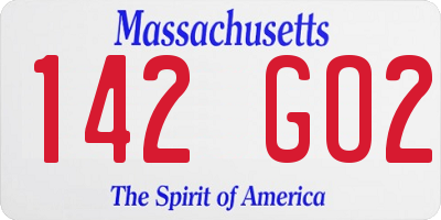 MA license plate 142GO2