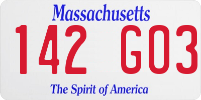 MA license plate 142GO3