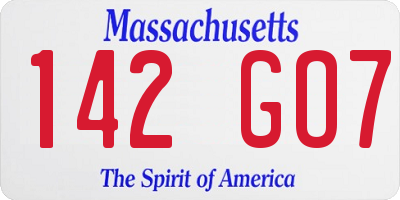 MA license plate 142GO7