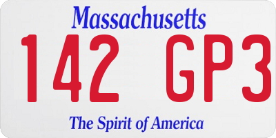 MA license plate 142GP3