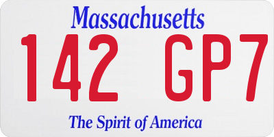MA license plate 142GP7