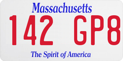 MA license plate 142GP8