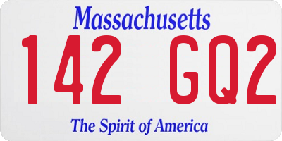 MA license plate 142GQ2