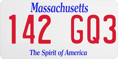 MA license plate 142GQ3