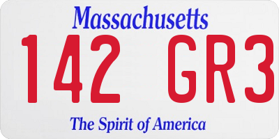 MA license plate 142GR3