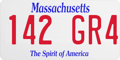 MA license plate 142GR4