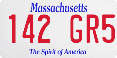 MA license plate 142GR5