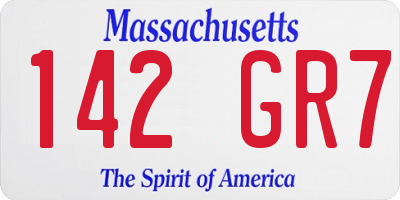 MA license plate 142GR7