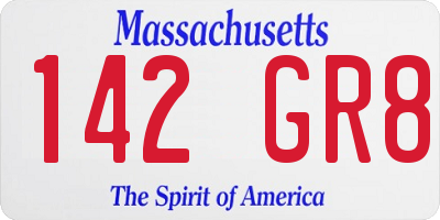 MA license plate 142GR8