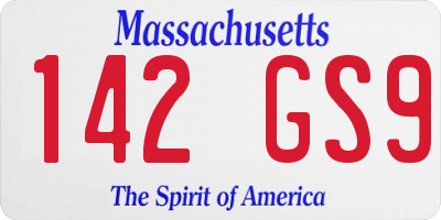 MA license plate 142GS9