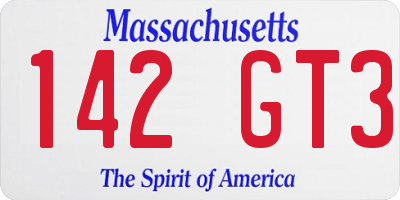 MA license plate 142GT3