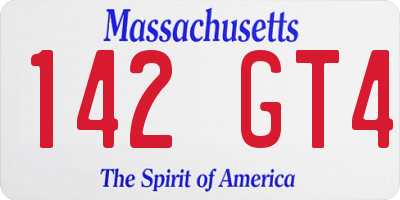 MA license plate 142GT4